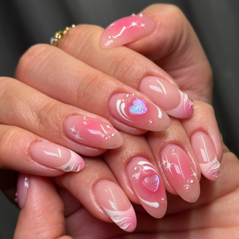 Acrylic Nail Set with Elegant Bows and Glamorous Accent Kalsten