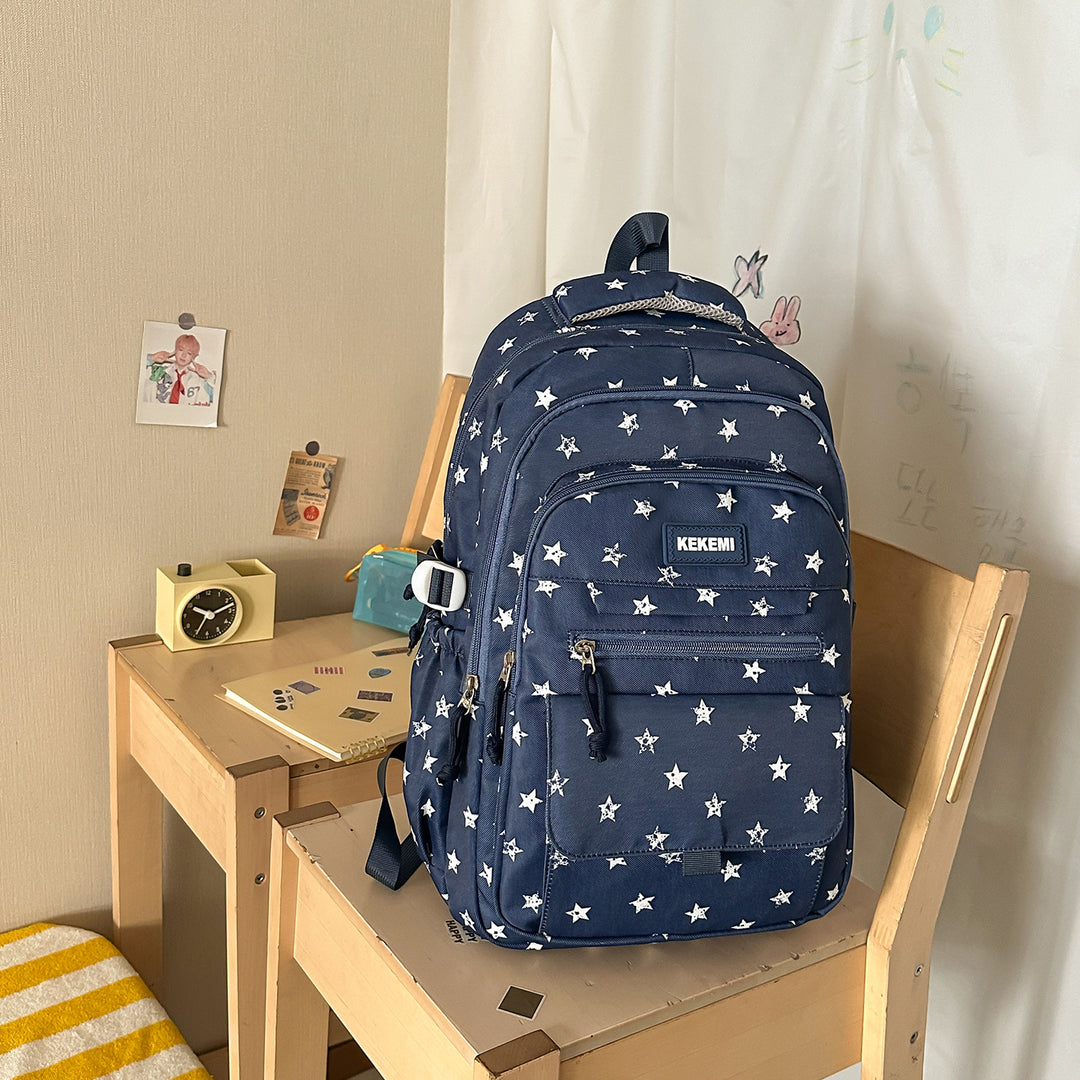 Stylish Star-Printed School Backpack Kalsten