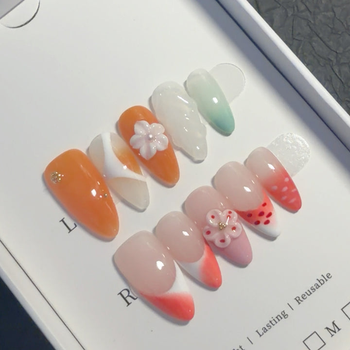 Floral Design Press-On Nail Set