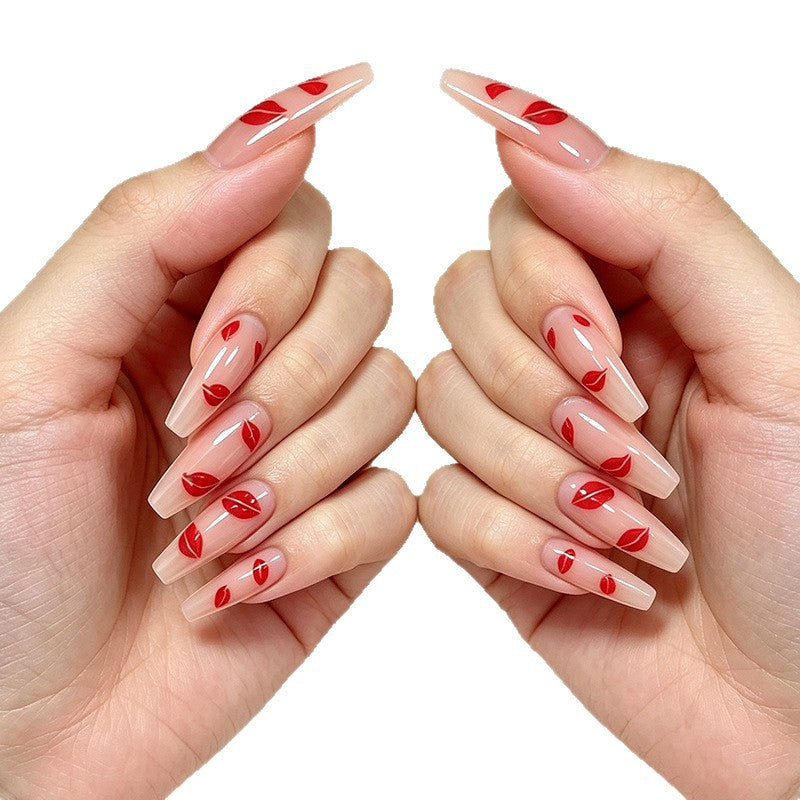 Glossy Almond-Shaped Nail Art Enhancements Kalsten
