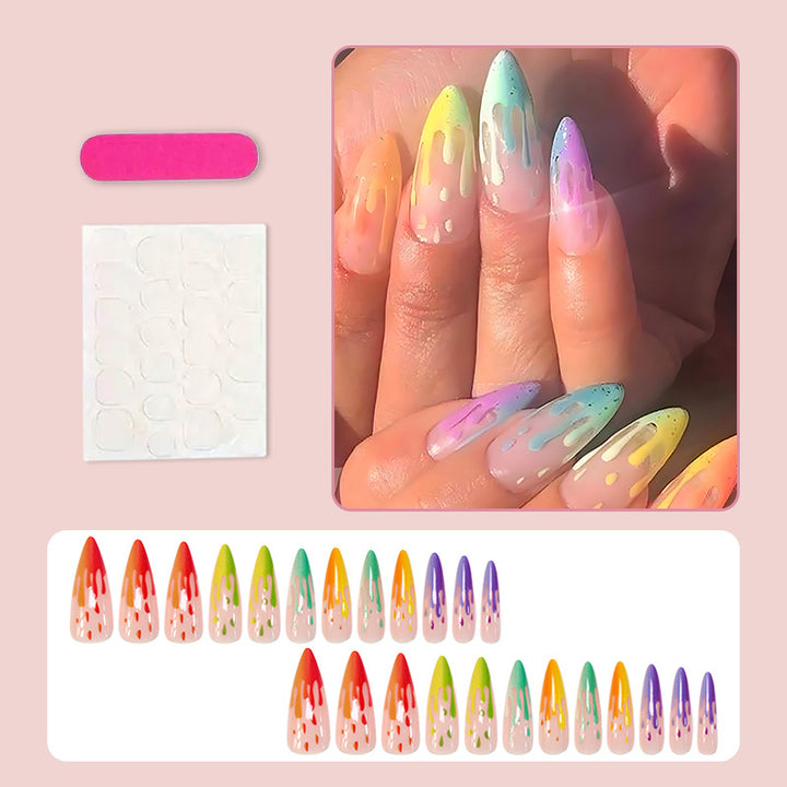 Acrylic nail set with stylish water droplet pattern Kalsten