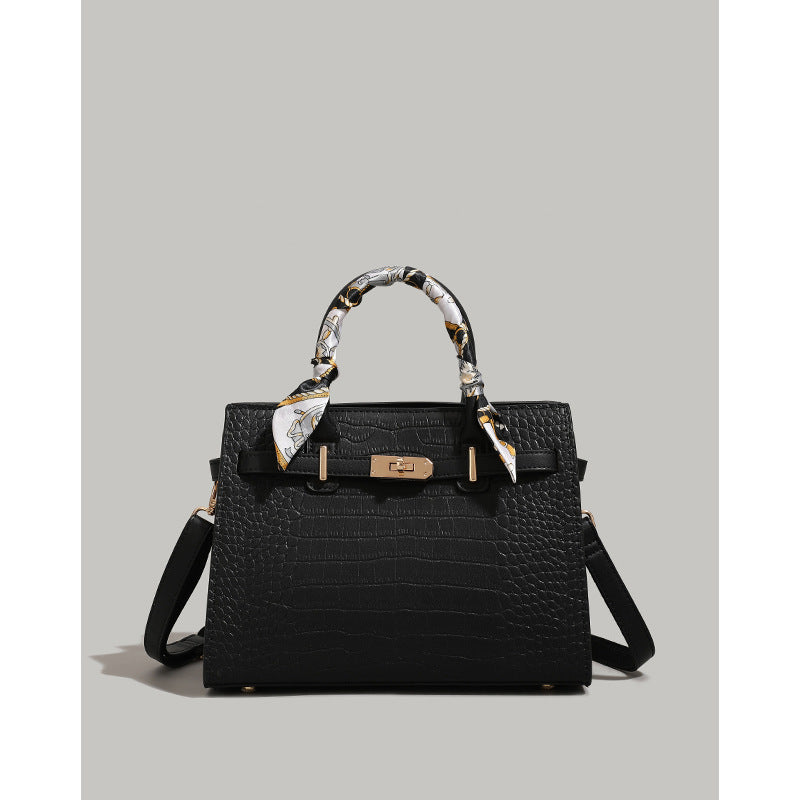 Chic Crocodile-Embossed Handbag Kalsten