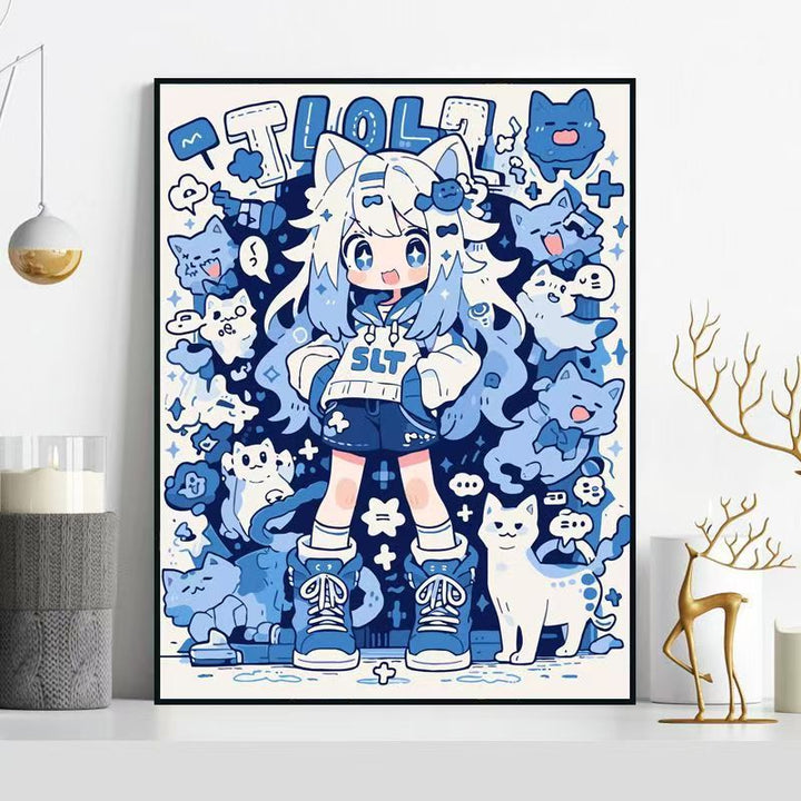 Whimsical Cat-Themed Illustration Wall Art Kalsten