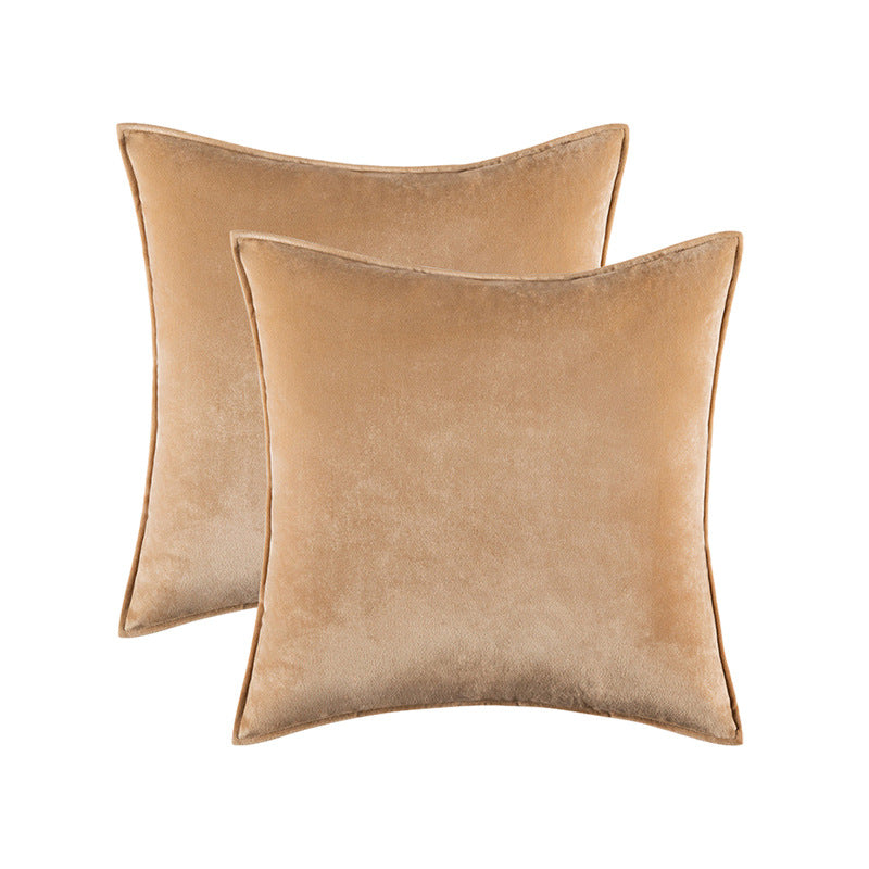 Plush Velvet Square Decorative Pillow Cover Pair with Knife-Edge Seam and Hidden Zipper