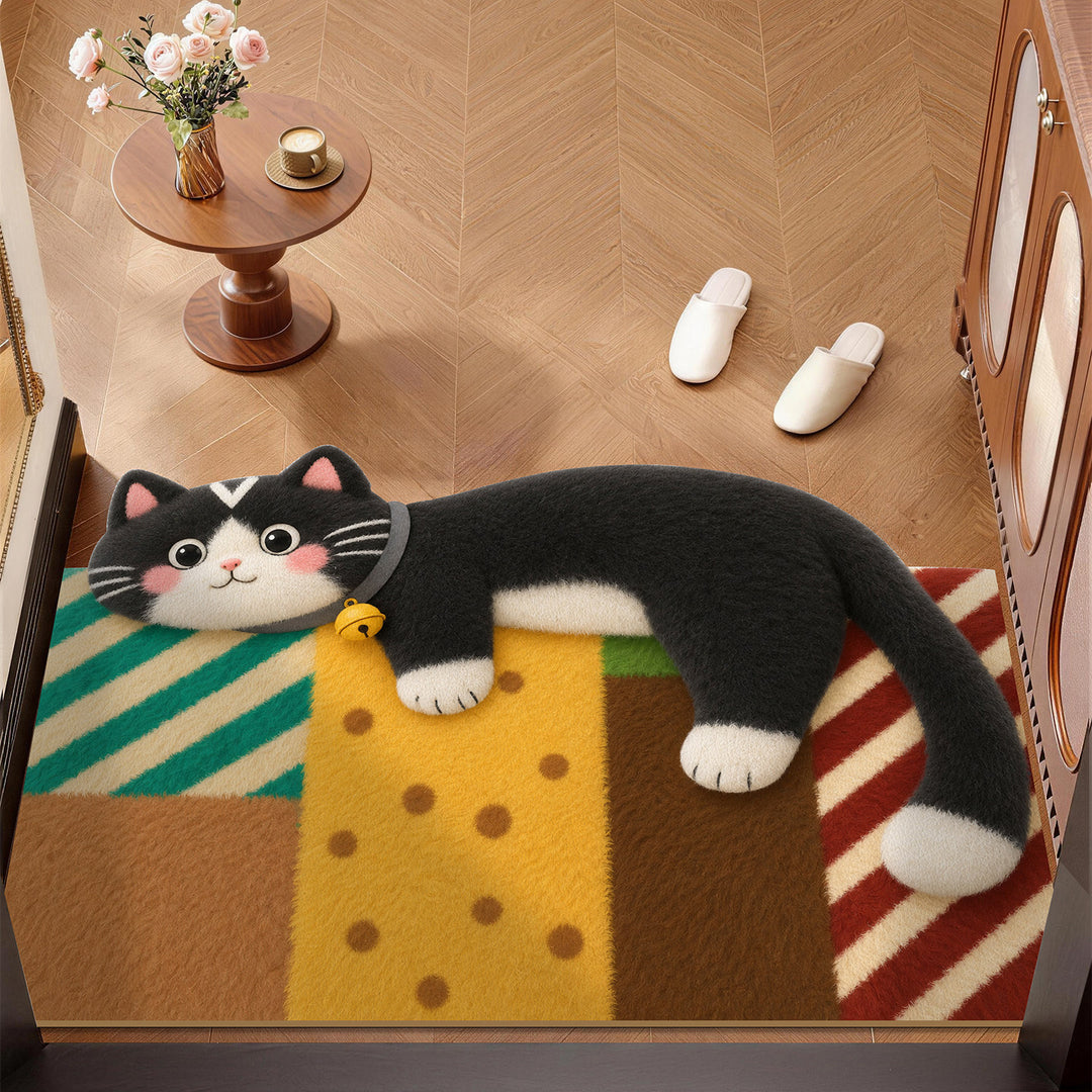 Plush Cat-Themed Mat