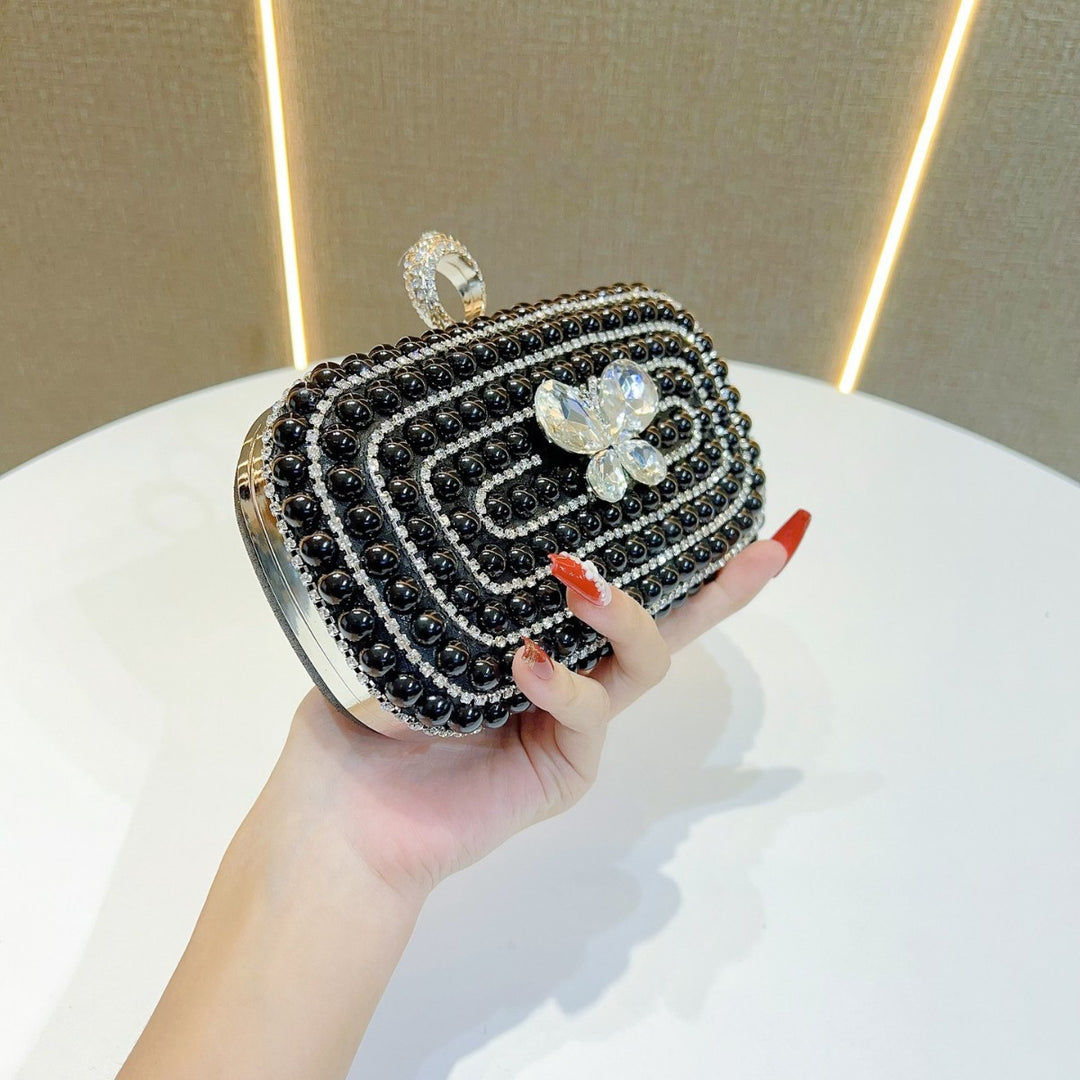 Pearl-Studded Butterfly Evening Clutch