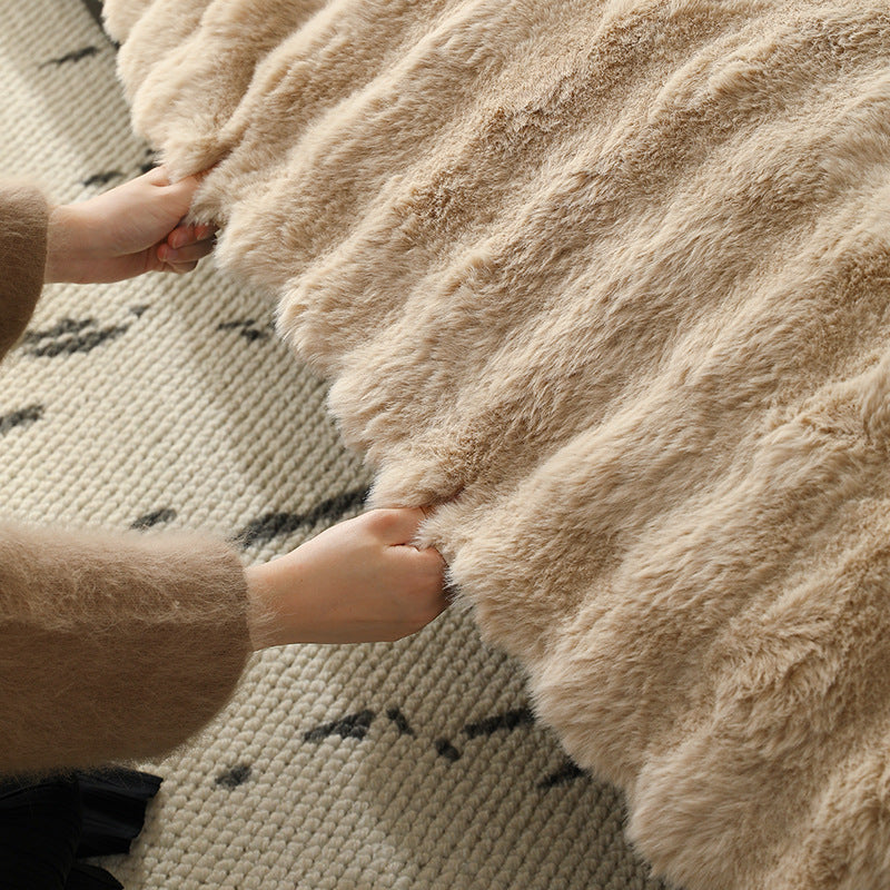 High-pile sofa cover set made of faux fur with seat, back and armrest covers Kalsten