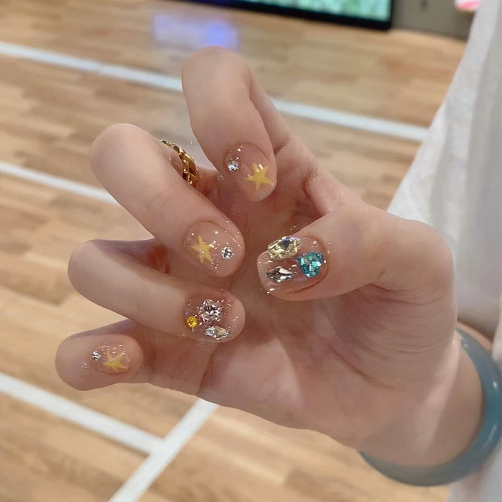 Decorative Press-On Nail Art Set with Sparkling Accents Kalsten