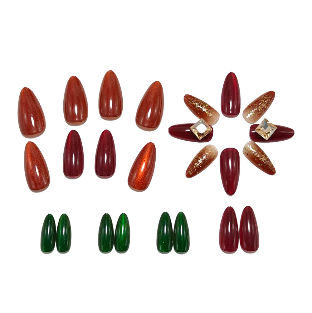 Creative artificial nails with glitter and gemstone decorations Kalsten