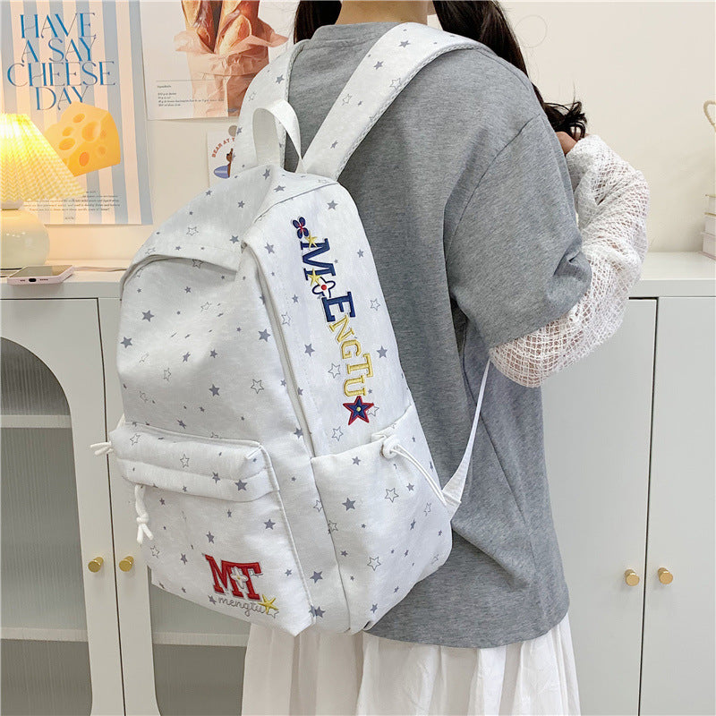 Stylish Star-Embellished Corduroy Backpack Kalsten