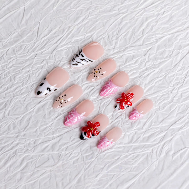 Artistic Floral Printed Press-On Nails