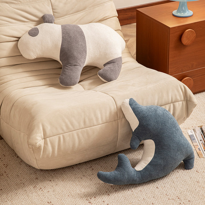 Dolphin-shaped comfort cuddle pillow made of soft plush with ergonomic contour Kalsten