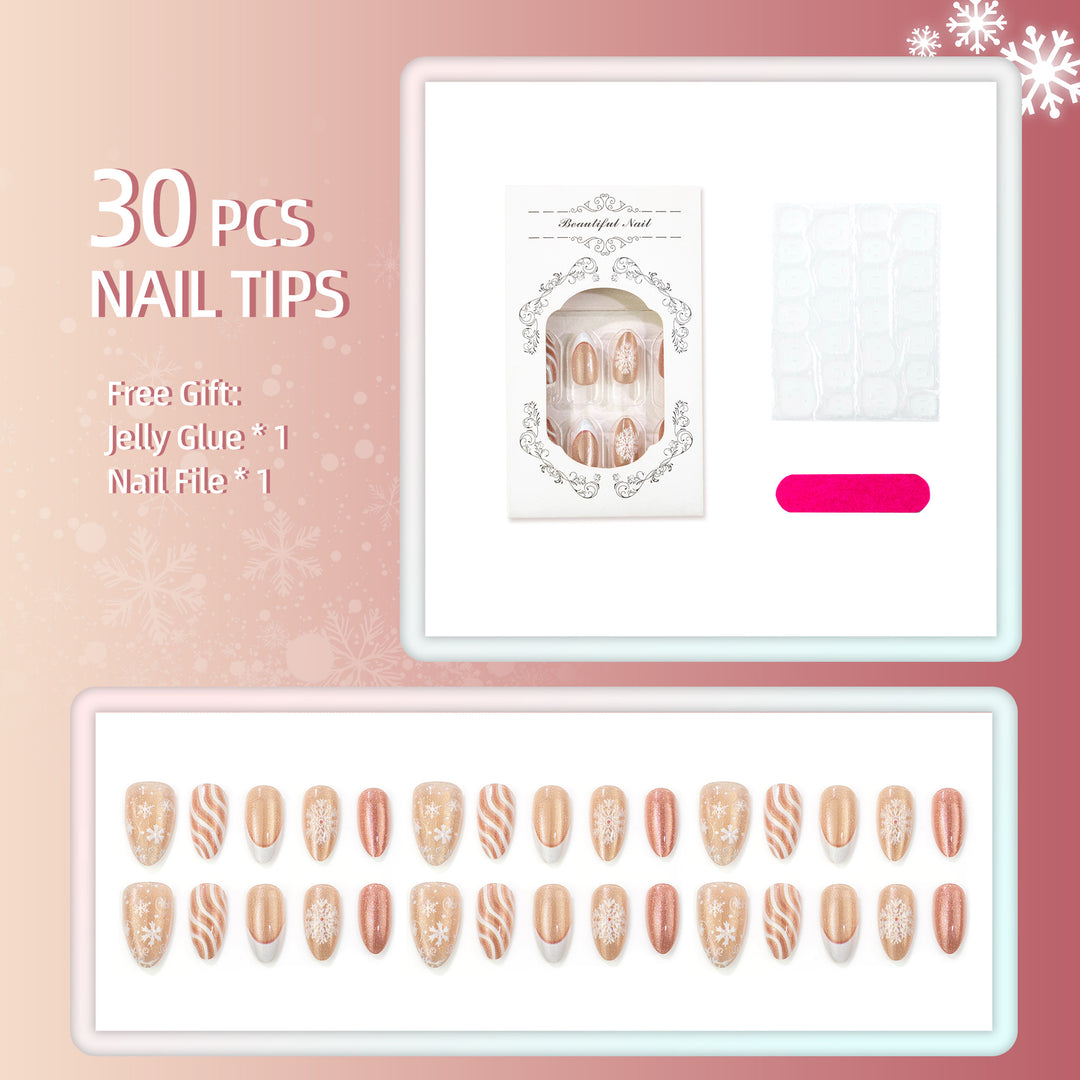 Festive Glitter and Snowflake Press-On Nail Set