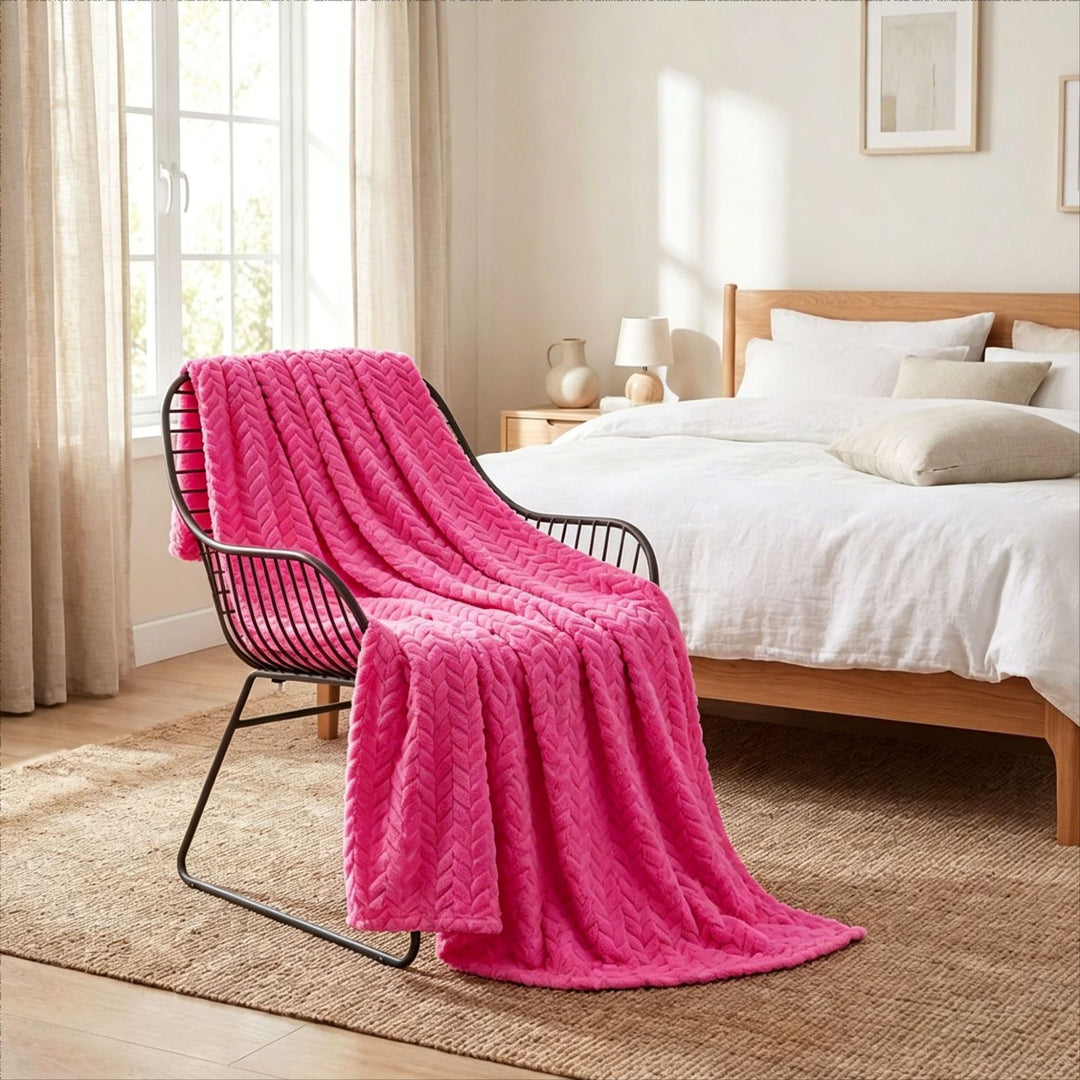 Chevron Patterned Plush Throw Blanket
