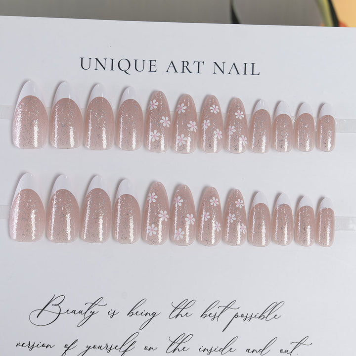 Glittery Floral Press-On Nails