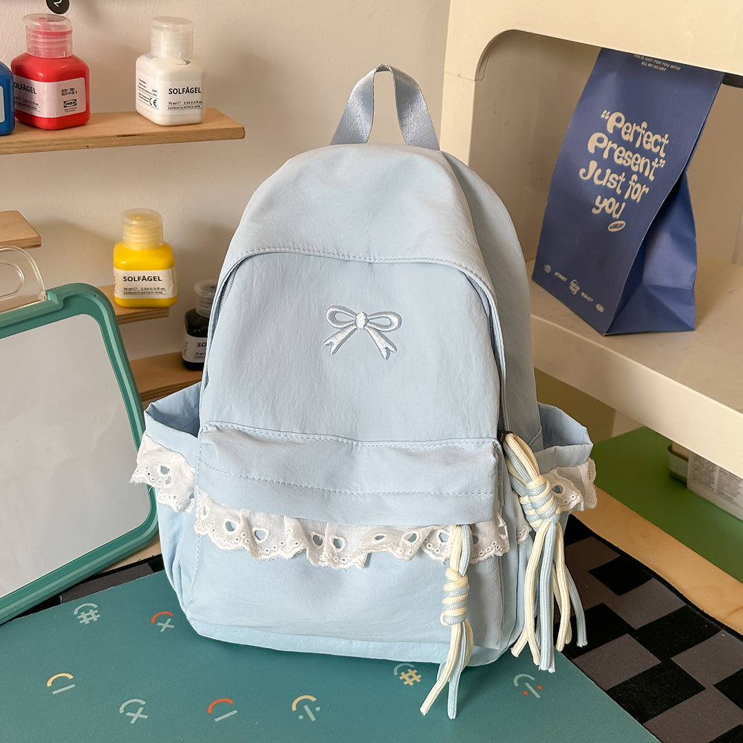 Stylish Embroidered Bow-Accent Backpack Kalsten