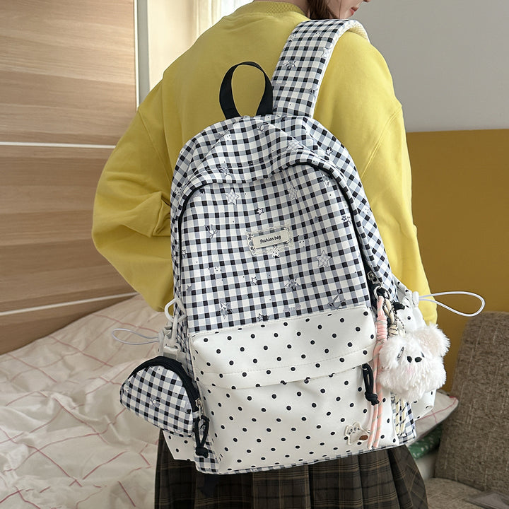 Stylish Checks Print Casual Backpack Kalsten