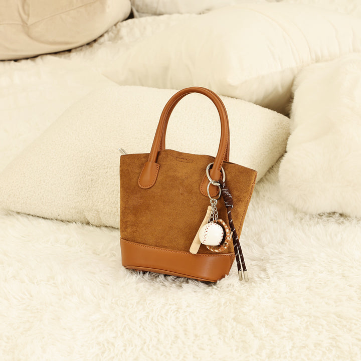 Compact Suede Handheld Tote Bag