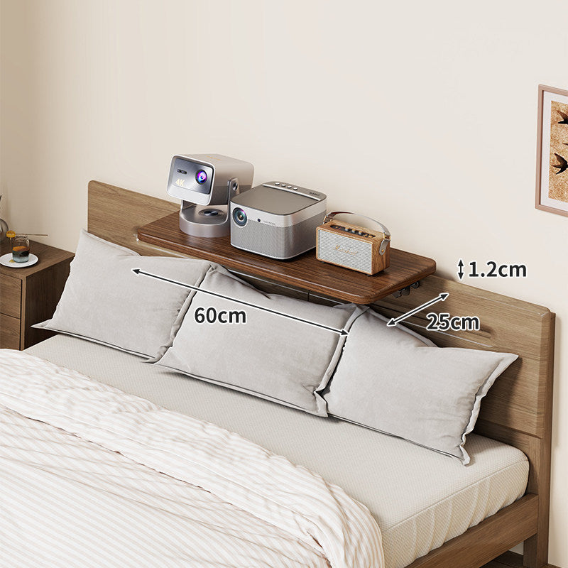 Wall-Mounted Slim Floating Headboard Shelf with Rounded Corners and Concealed Brackets