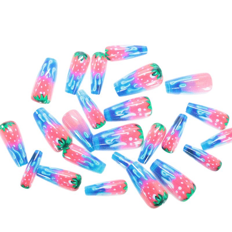 Strawberry-Inspired Acrylic Nail Art Kalsten