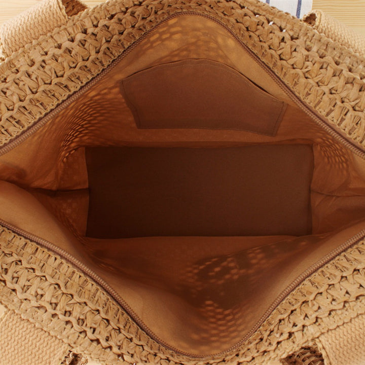 Hand-knotted basket bag with colorful lettering Kalsten