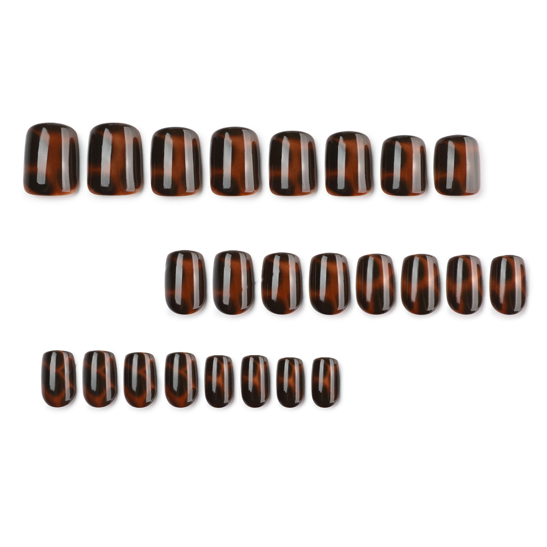 Artificial nail extensions with elegant tortoiseshell decor Kalsten