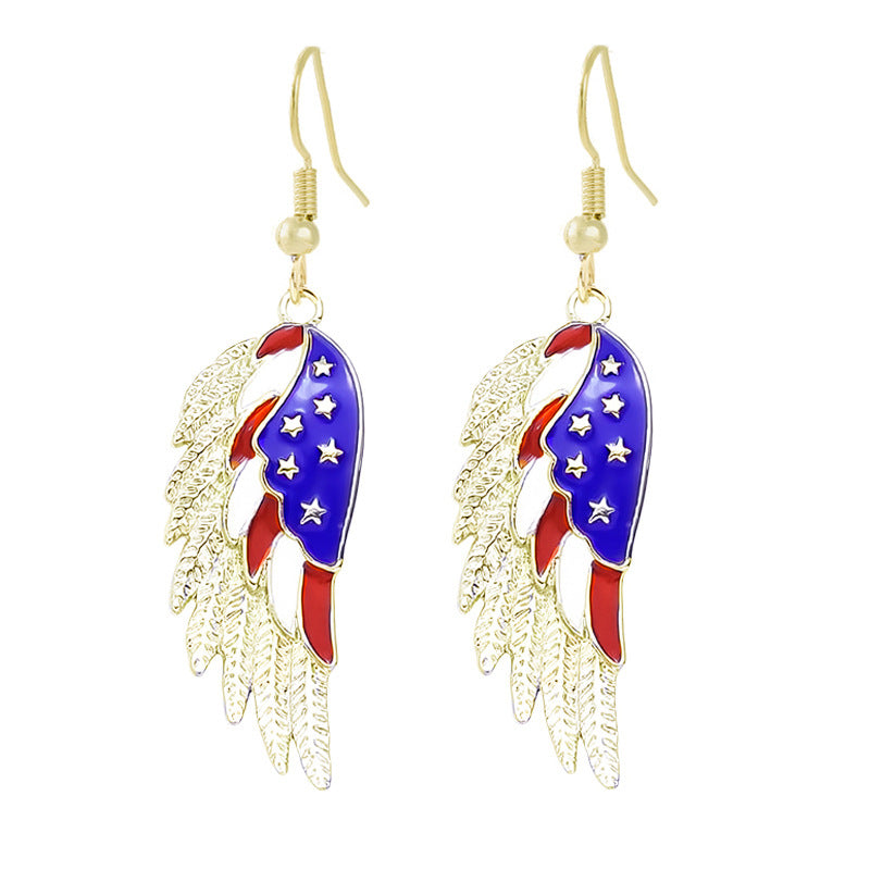 Ladies enamel earrings horseshoe with star stripe motif Kalsten