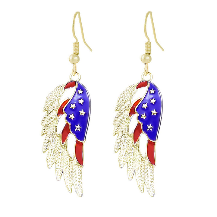 Ladies enamel earrings horseshoe with star stripe motif Kalsten