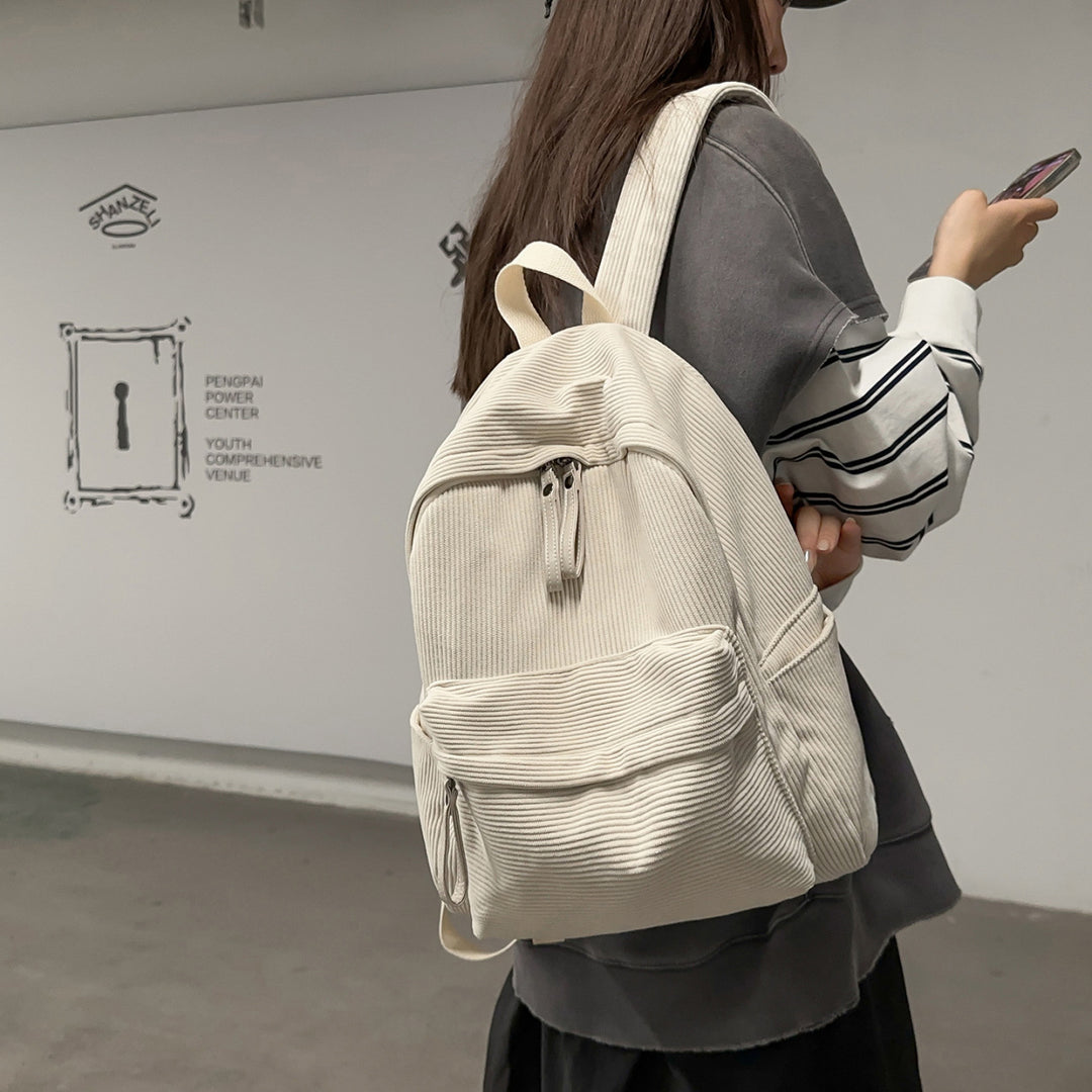 Textured Fabric Casual Backpack Kalsten