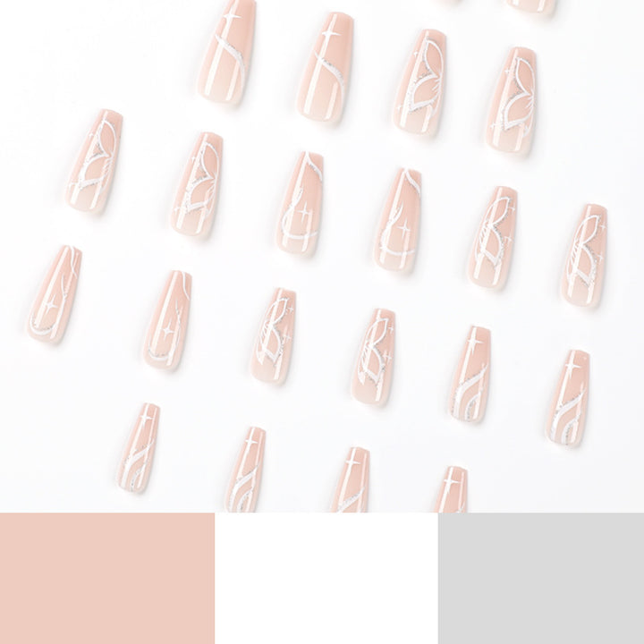 Elegant Nail Extensions with Floral Design Kalsten