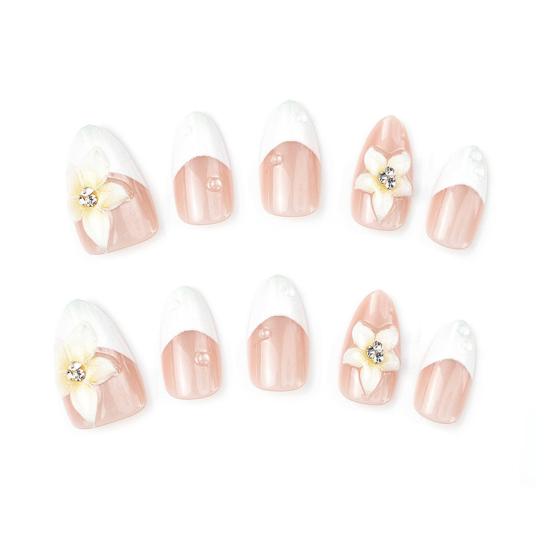 Premium Decorative Press-On Nail Set with Floral Accents Kalsten