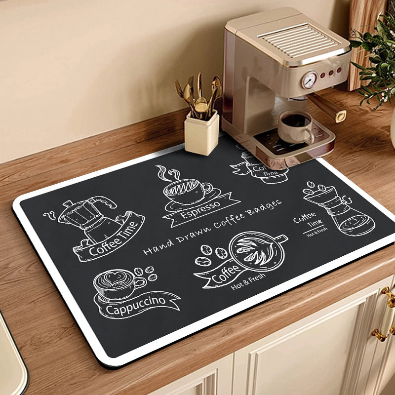 Coffee-Themed Kitchen Counter Mat