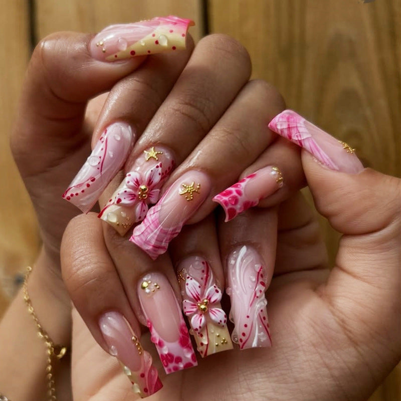 Artistic Floral Design Press-On Nail Tips Kalsten