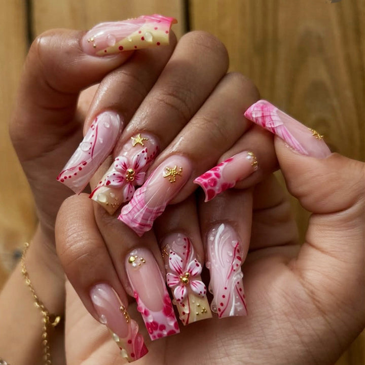 Artistic Floral Design Press-On Nail Tips Kalsten