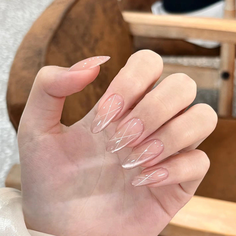 Elegant Long Press-On Nails Set with Artistic Tips Kalsten