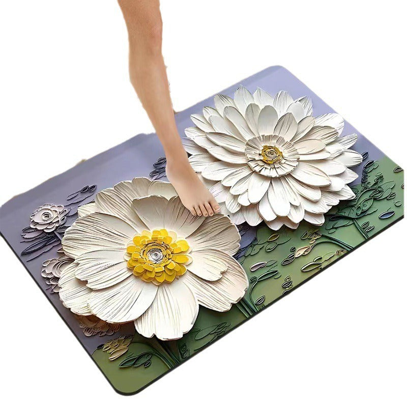 Luxurious Floral Design Bath Mat