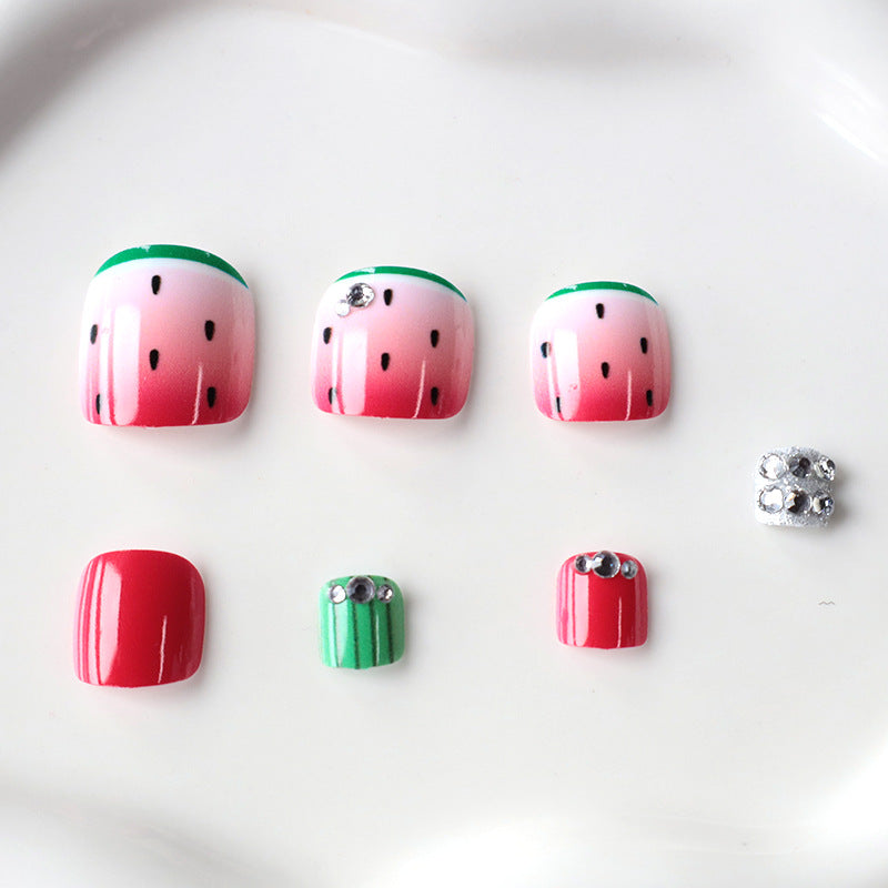 Playful Watermelon-Themed Nail Art Kalsten