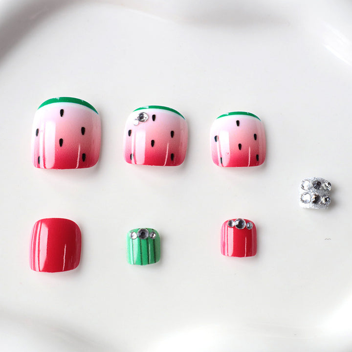 Playful Watermelon-Themed Nail Art Kalsten