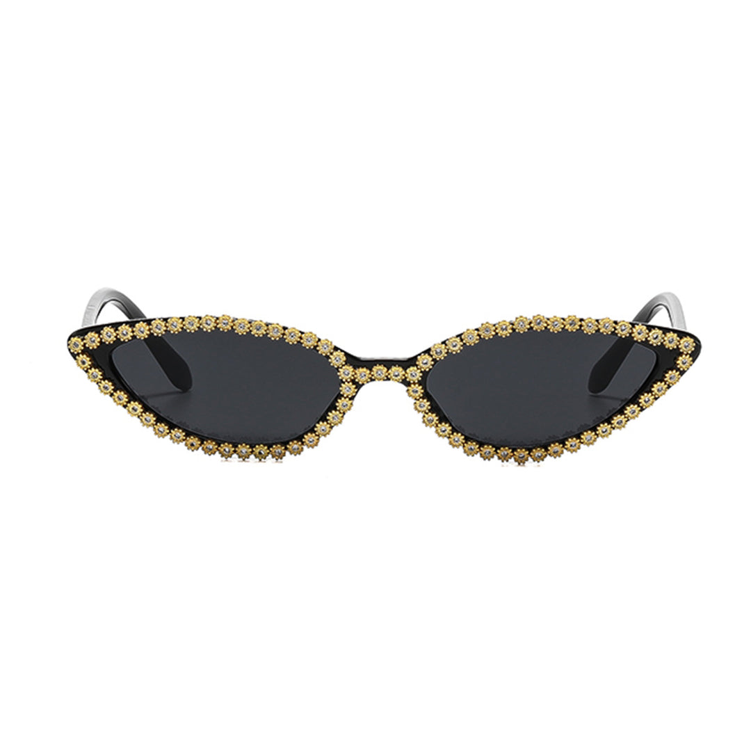 Women's Cat-Eye Sunglasses with Sparkling Flower Decoration Kalsten