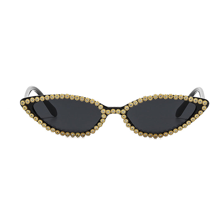 Women's Cat-Eye Sunglasses with Sparkling Flower Decoration Kalsten