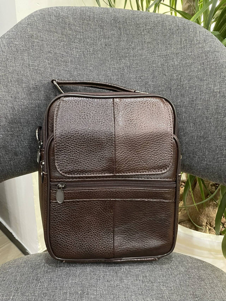 Textured Leather Crossbody Briefcase