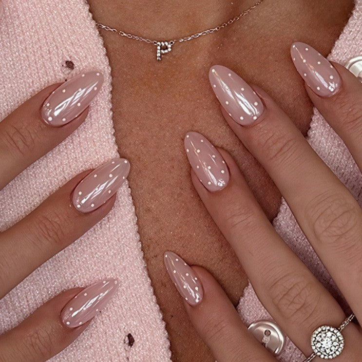 Elegant Gel Nail Art Set with Polka Dot Design Kalsten