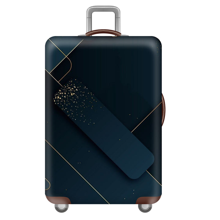 Unisex large hard shell suitcase with sturdy trolley handle and elastic motif protective cover superhero design Kalsten