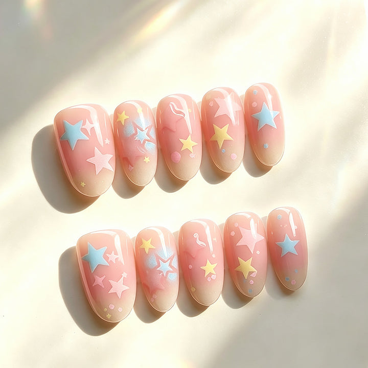 Whimsical Star-Themed Press-On Nail Set Kalsten