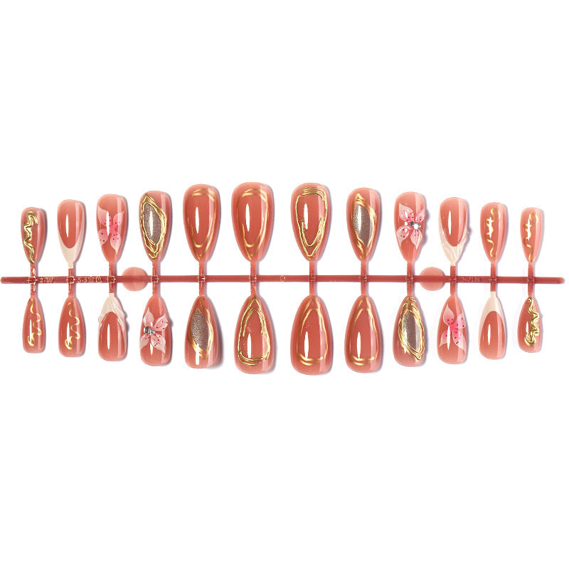 Artificial nail set with elegant flower and glitter elements Kalsten
