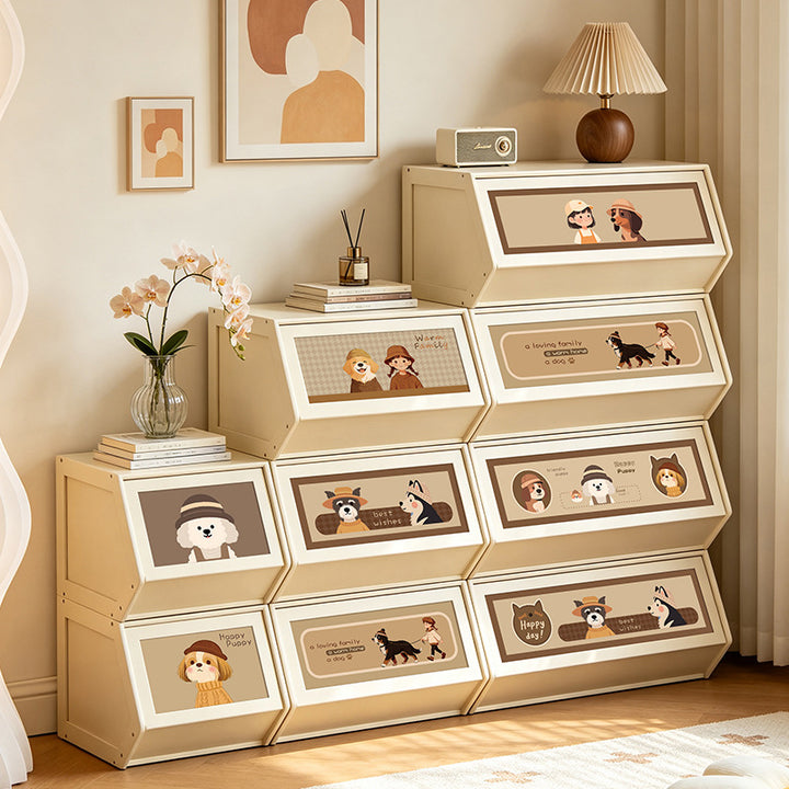 Storage unit with retractable front and friendly design Kalsten