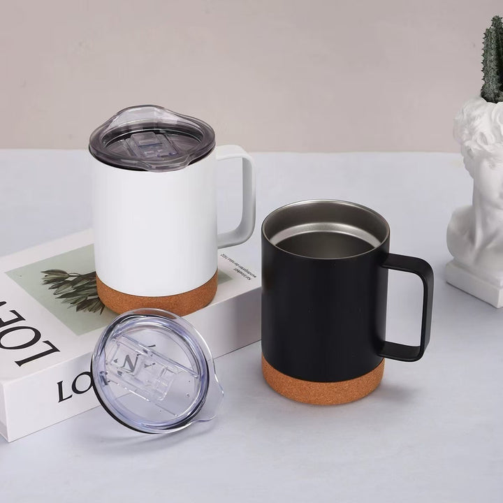 Ladies elegant coffee mug with cork bottom and transparent lid Kalsten
