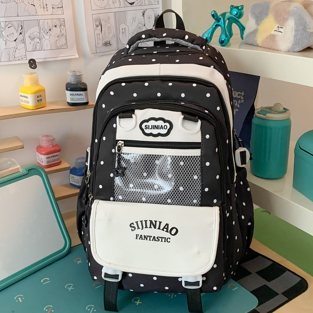 Stylish Polka Dot School Backpack Kalsten