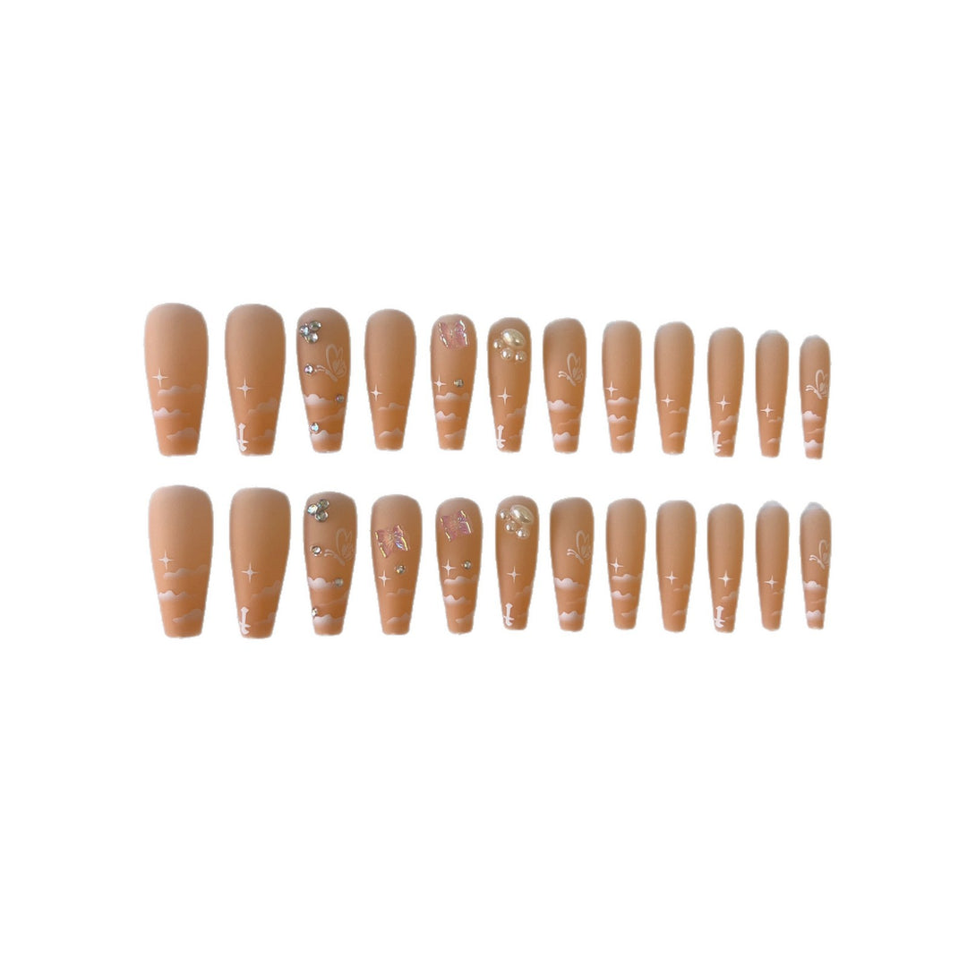 Decorative Long Coffin Press-On Nail Set