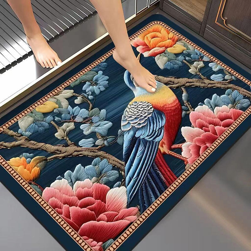 Artistic Floral Bath Mat Kalsten